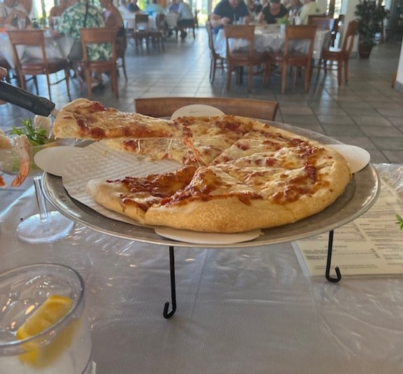 pizza on a tray