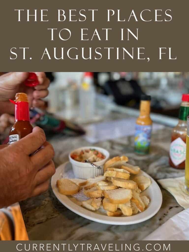 Cover image for Pinterest showing a fish dip app and text that says Best Places to Eat in St Augustine