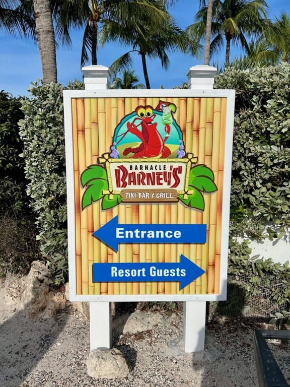 Sign at the entrance to Barnacle Barney's in Marathon Florida