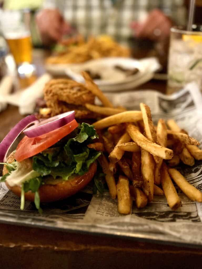 Bootlegger burger with pimento cheese at Prohibition Kitchen