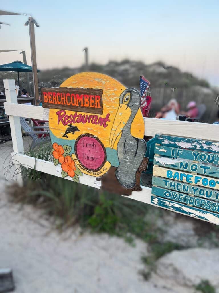 Sign at the Beachcomber restaurant St. Augustine