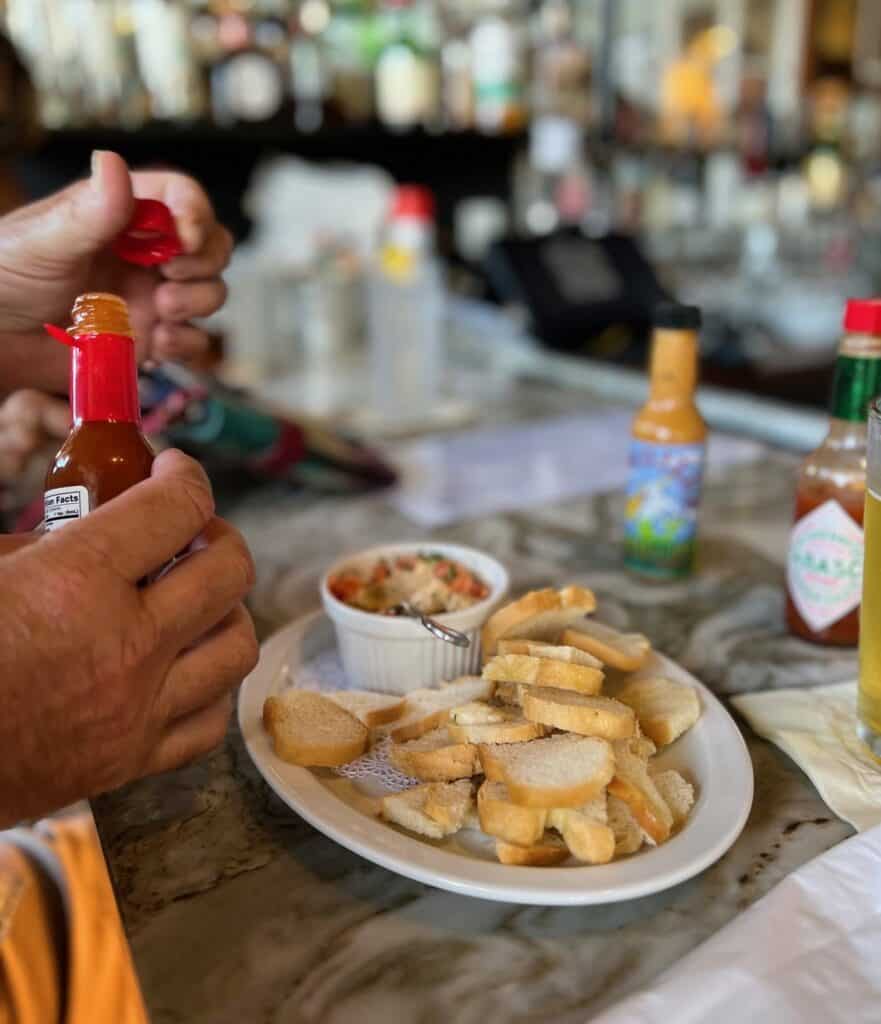 Plate of fish dip with bread