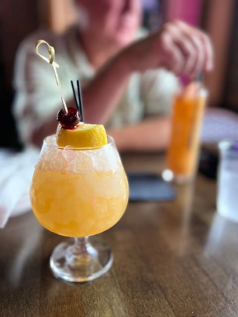 Tropical tiki cocktail with garnish