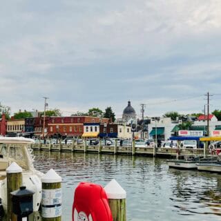 Scenic water view of Ego Alley in Annapolis and the bars and restaurants nearby.