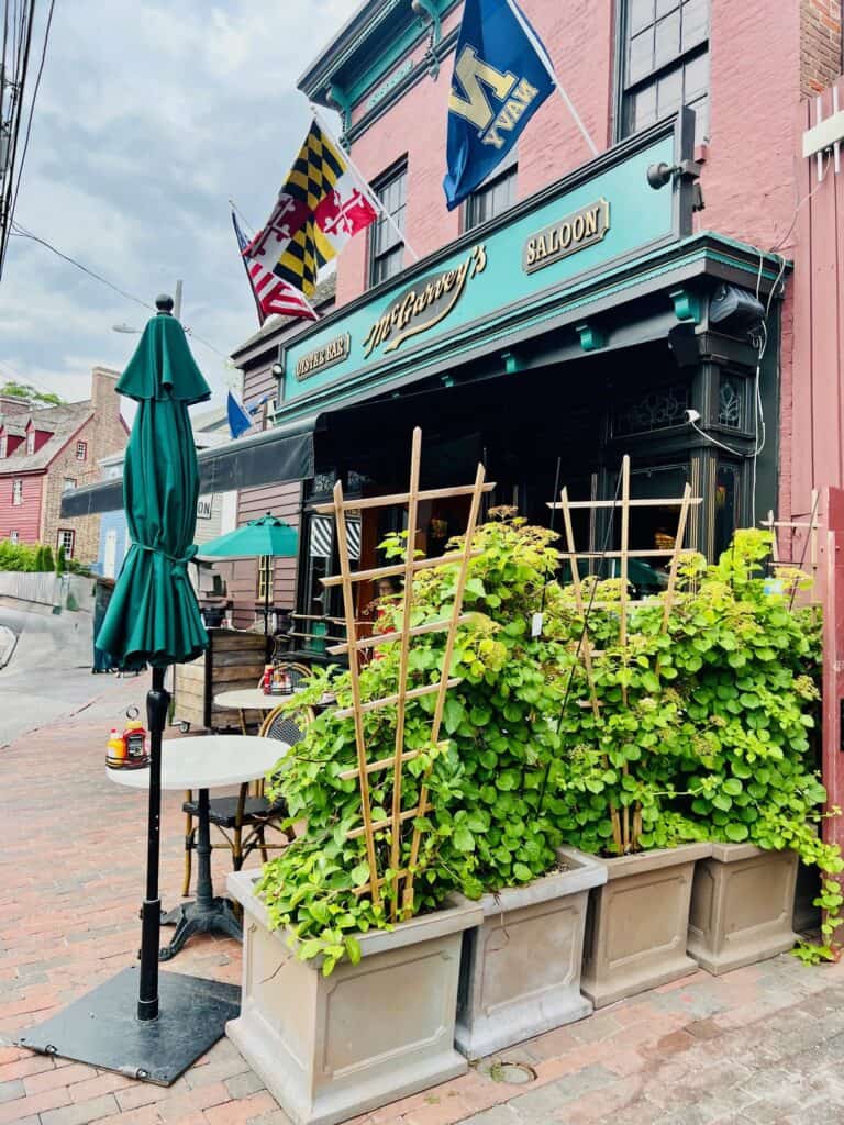 Exterior view of the entrance to McGarvey's bar in Annapolis, MD