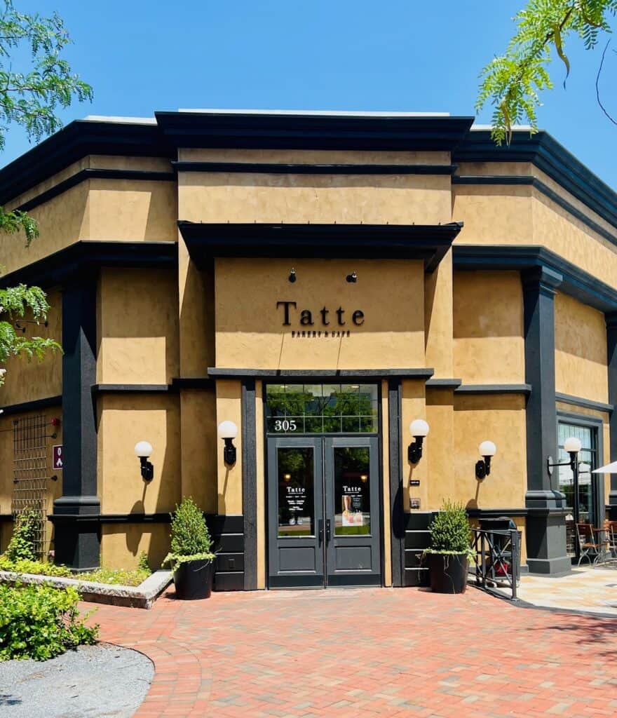 Exterior view of Tatte in Annapolis Towne Center, a bakery and coffee shop in Parole, MD.