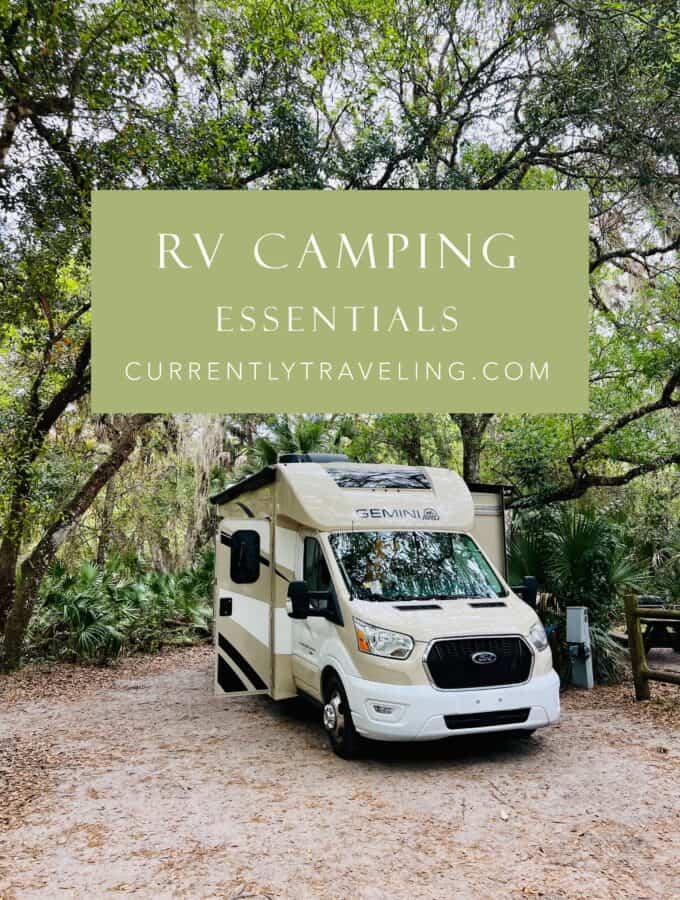 Picture of an RV with camping essentials