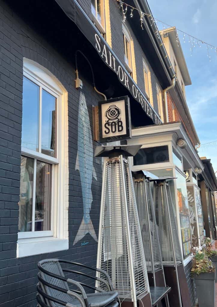 exterior of Sailor Oyster Bar a unique seafood restaurant in downtown Annapolis.