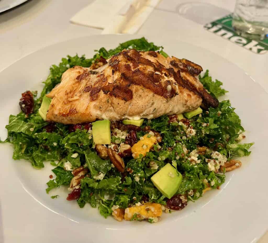Salmon over kale and quinoa