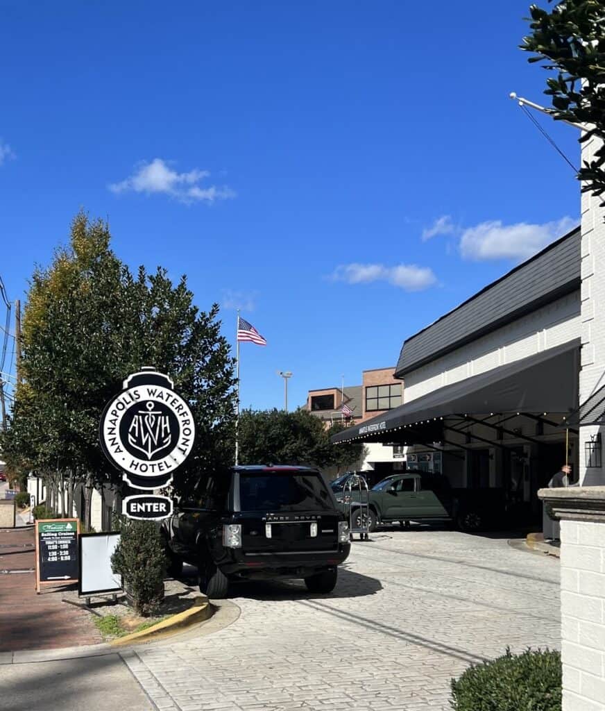 Annapolis Waterfront Hotel is the closest hotel to the boat show main gate